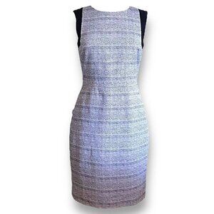 J Crew Womens Tweed Sheath Dress Sz 4 Indigo Blue Sleeveless Career Office